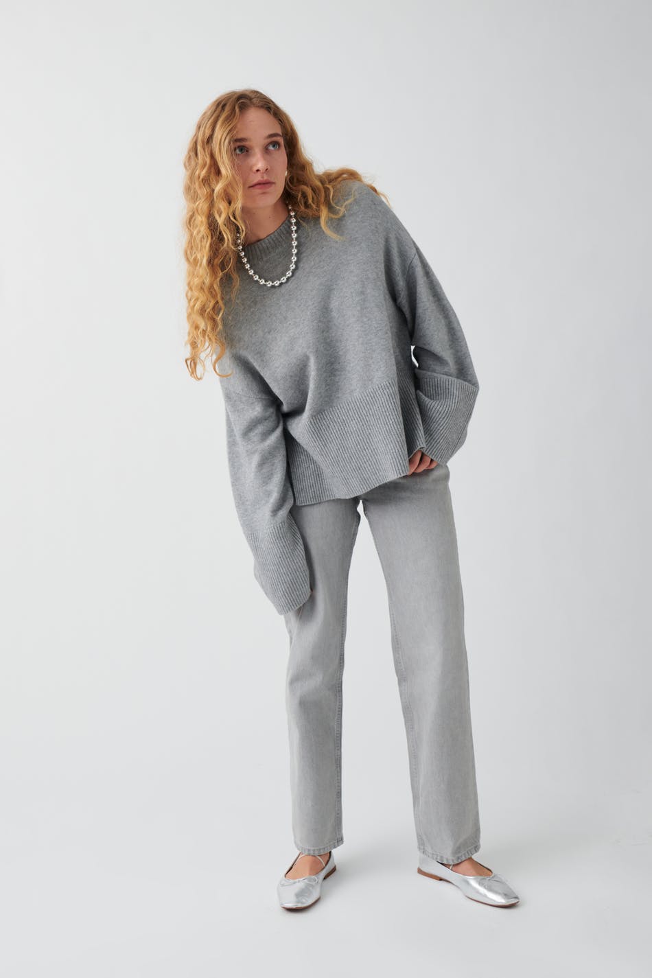 Knitted crew neck sweater