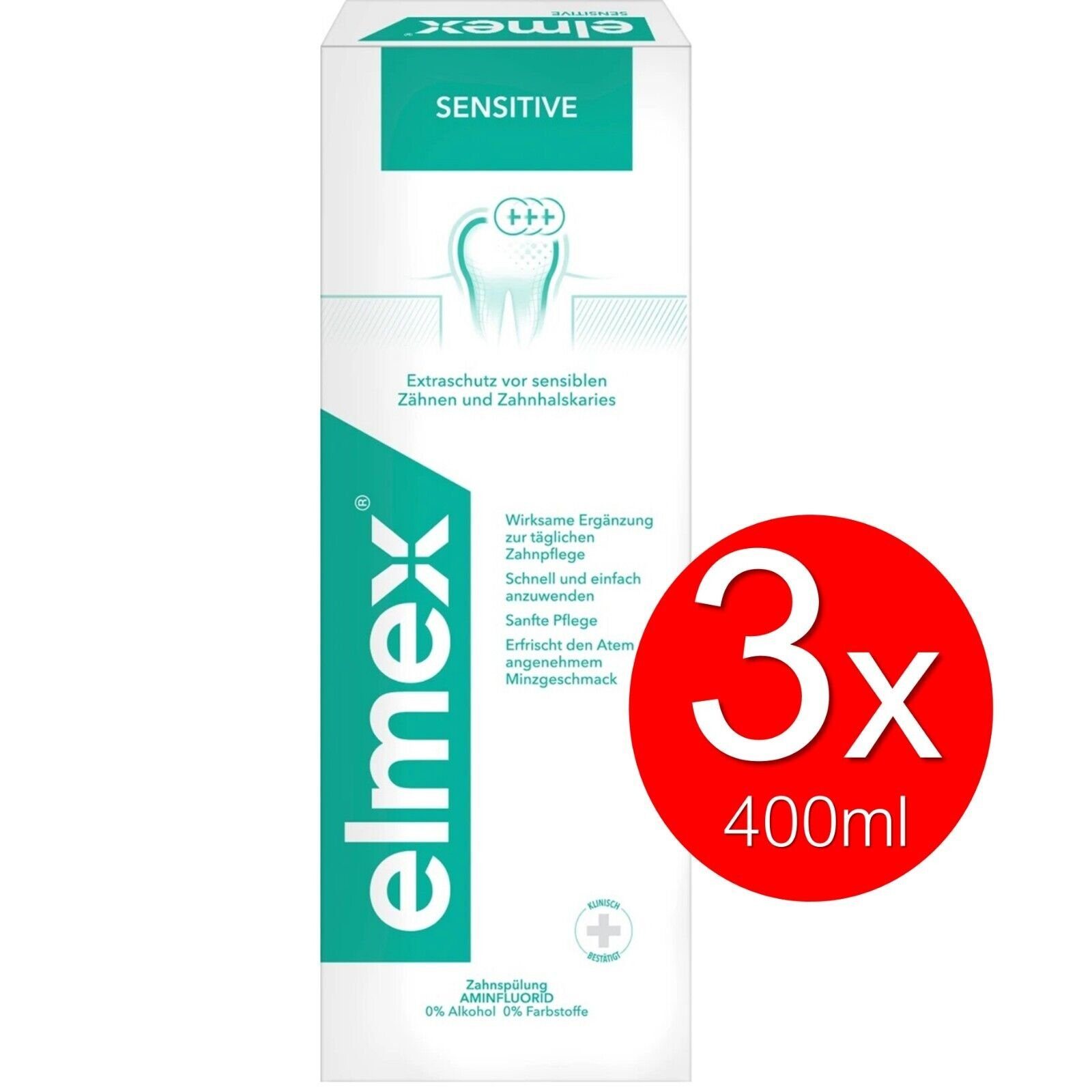 elmex Zahnpflege-Set Zahnspülung 3x 400ml Zahnpflege für Zähne Karies Mundpflege, Medizinische Spülung für hochwirksamen Schutz Kariesschutz Extraschutz Zähne putzen, weiße Zähne Zahnschutz mit frischem Minzgeschmack