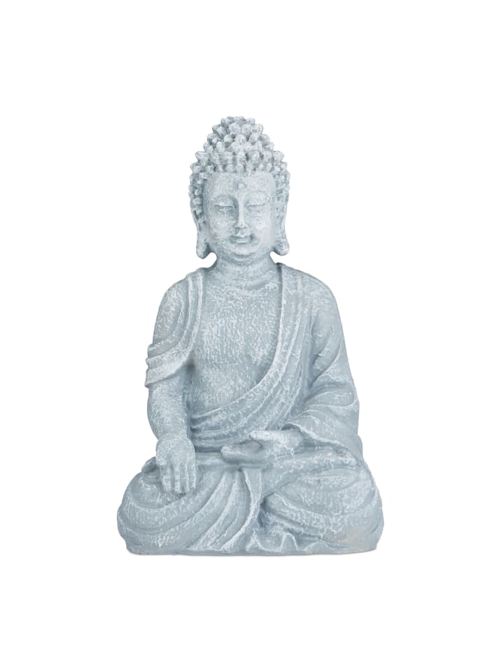 relaxdays Buddha Figur in Hellgrau - (H)40 cm günstig kaufen onesize