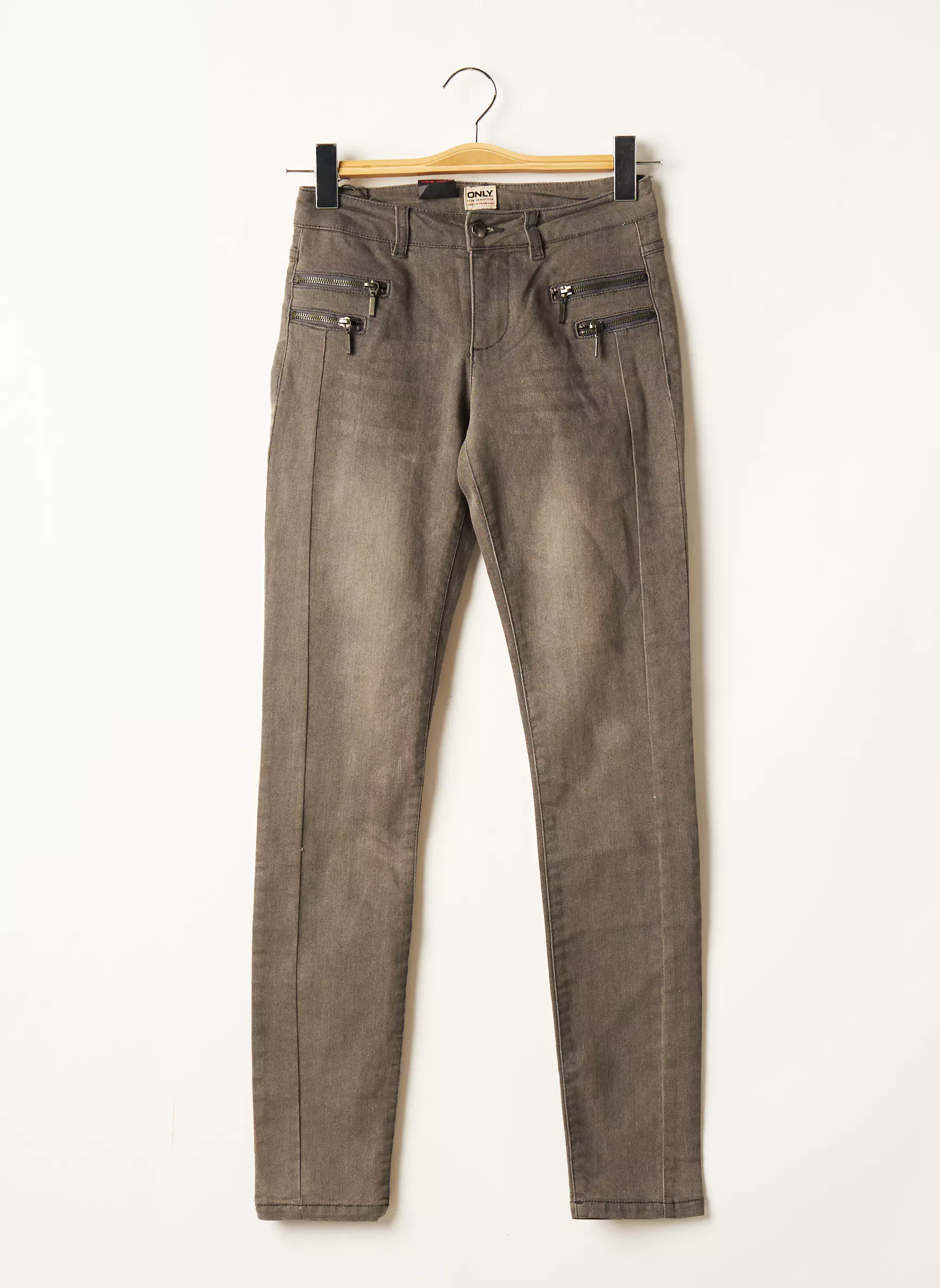 Only Pantalons Slim Femme couleur gris