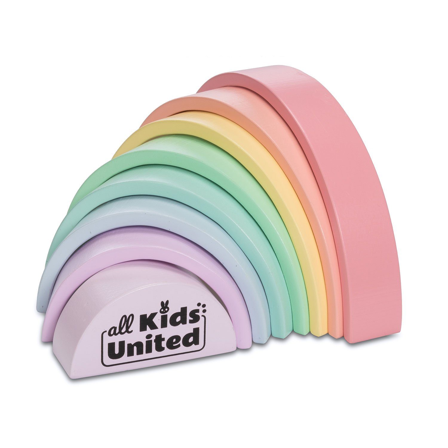 all Kids United Lernspielzeug Bunter Holz-Regenbogen (Steck-Spielzeug), Bogenbrücke aus Bausteinen
