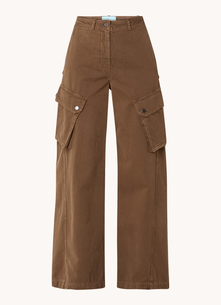 Pantaloni cargo MaxMara Elvy cu talie înaltă, cu buzunare laterale și croială lată