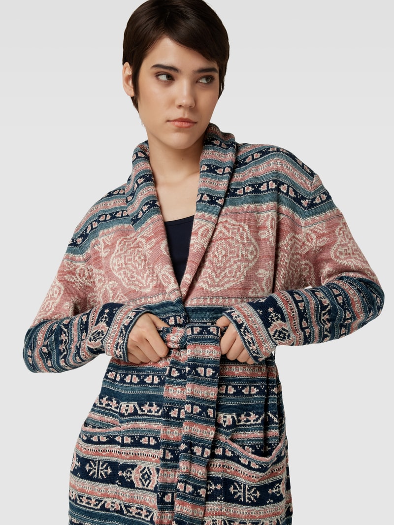 Strickjacke mit Allover-Muster Modell 'RUZITA' in grün
