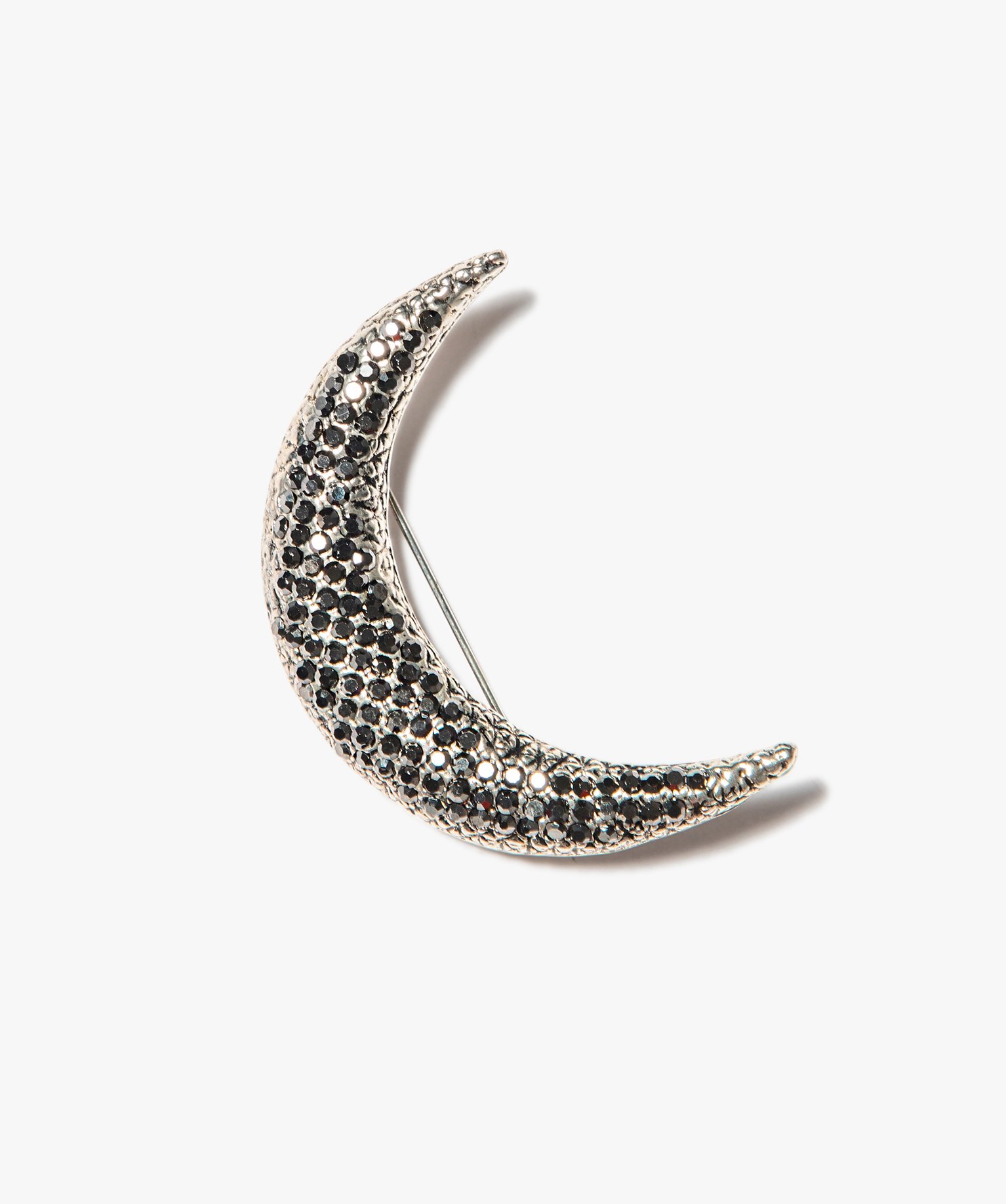 Broche femme forme lune à strass argent | GEMO