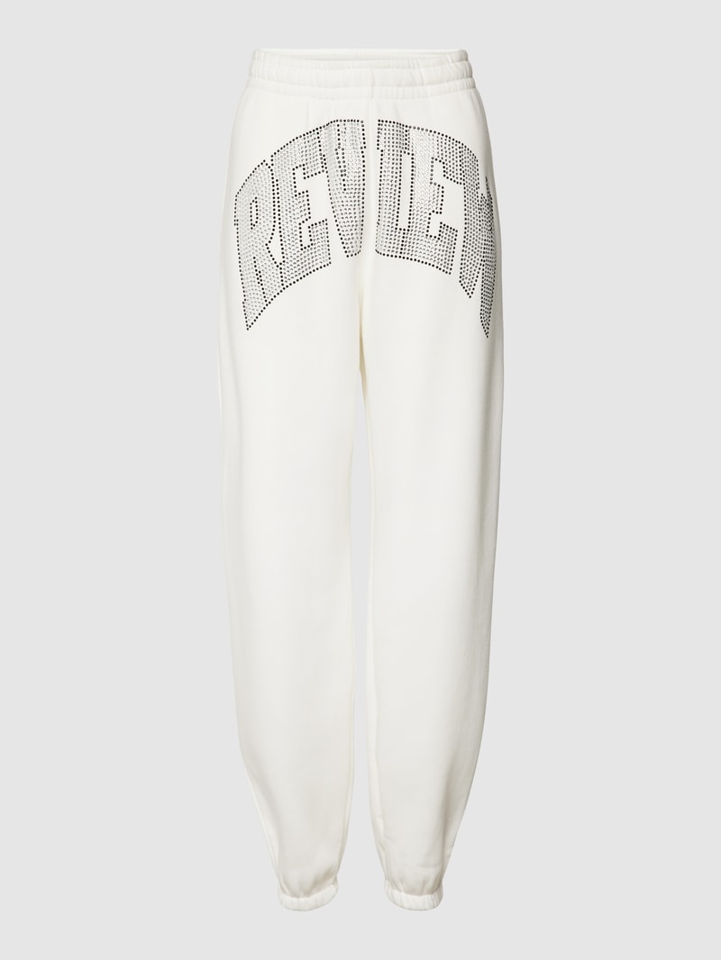 Sweatpants mit Strasssteinbesatz in offwhite