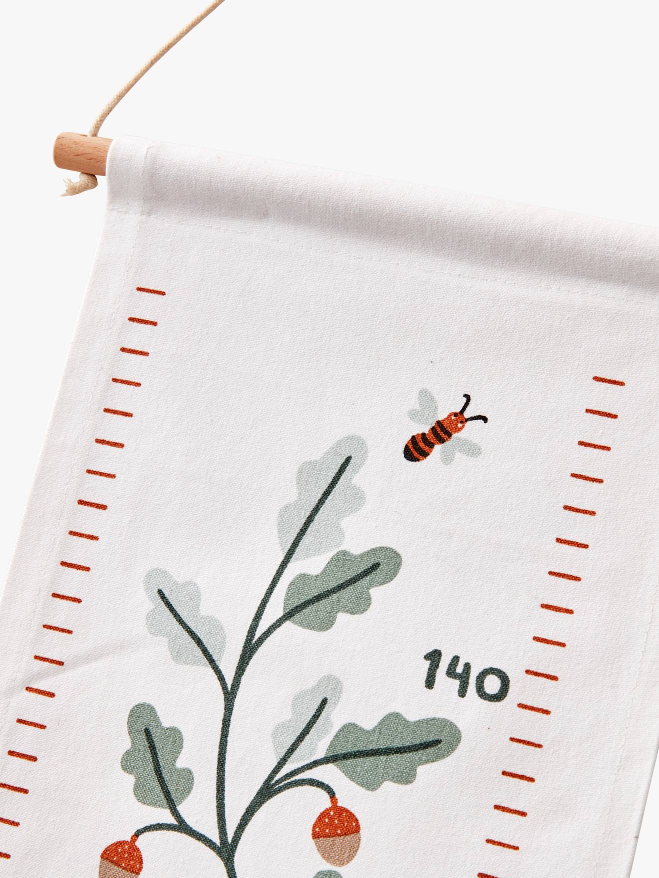 Vertbaudet Kinder Messlatte aus Stoff, Waldtiere - weiß/grün