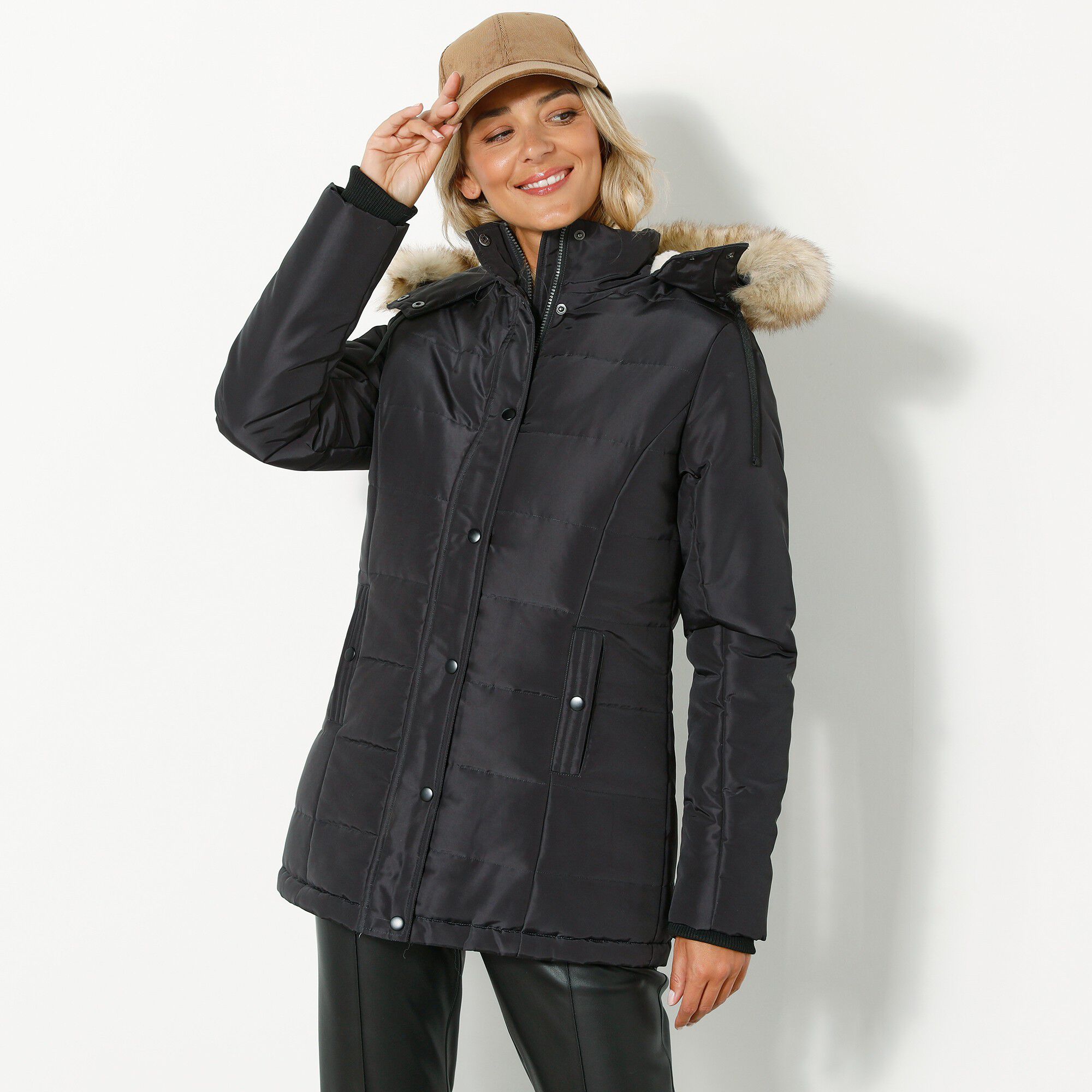 Doudoune à capuche imperméable, doublée maille peluche