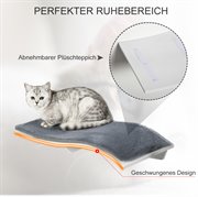 PawHut Katzenbett Katzenliege Katzen Wandliege Katzenregal Wandmontage Plüsch MDF Grau Weiß 53 x 28 x 12 cm