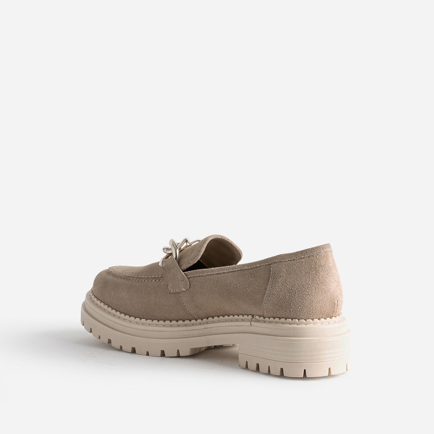Mocassin TEXTO beige cuir velours semelle crantée