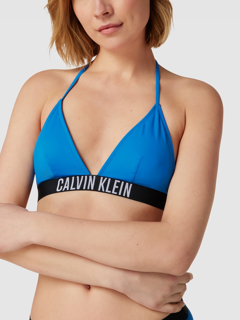 Bikini-Oberteil mit elastischem Logo-Bund in royalblau