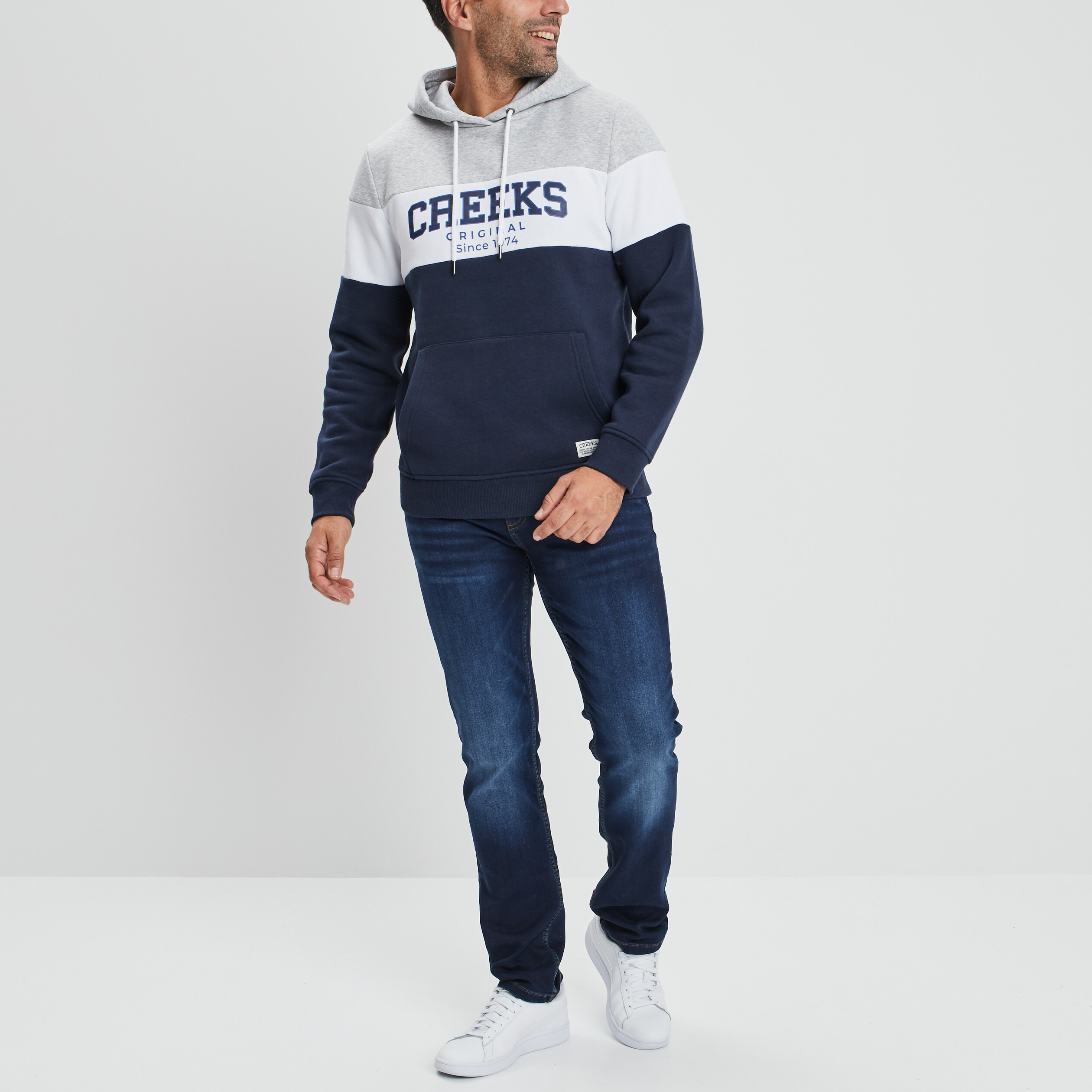 Sweat à capuche hoodie Creeks gris homme | La Halle