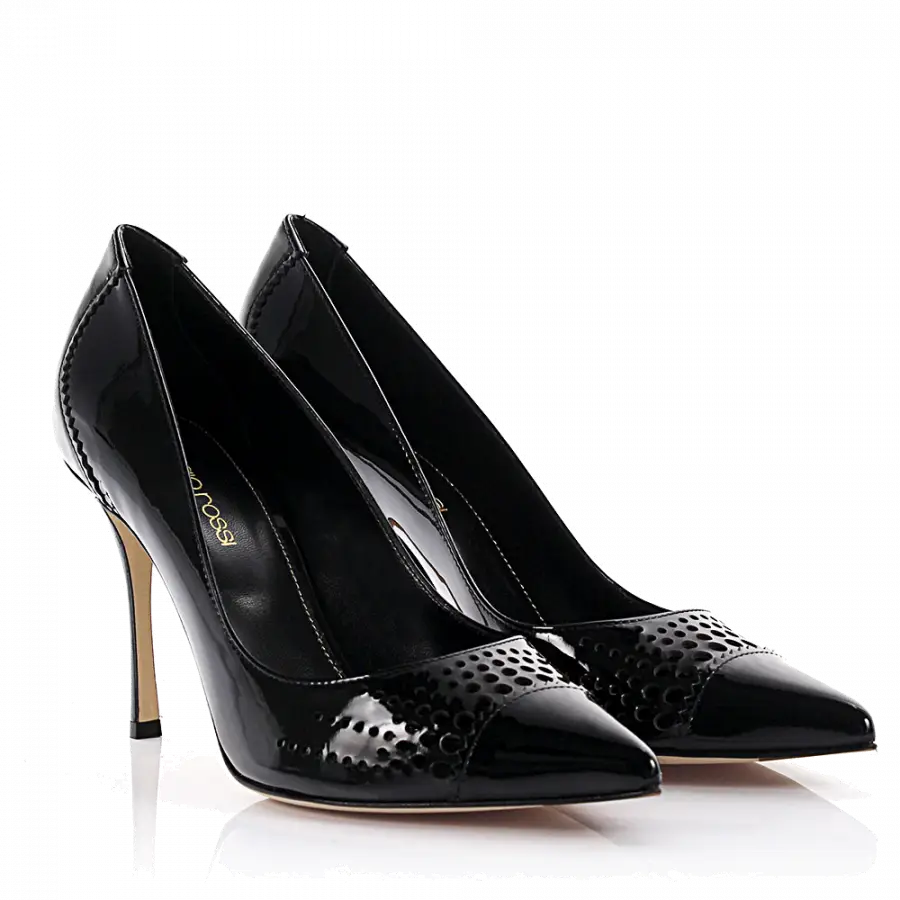 Sergio Rossi - Pumps Godiva Lackleder schwarz perforiert - schwarz