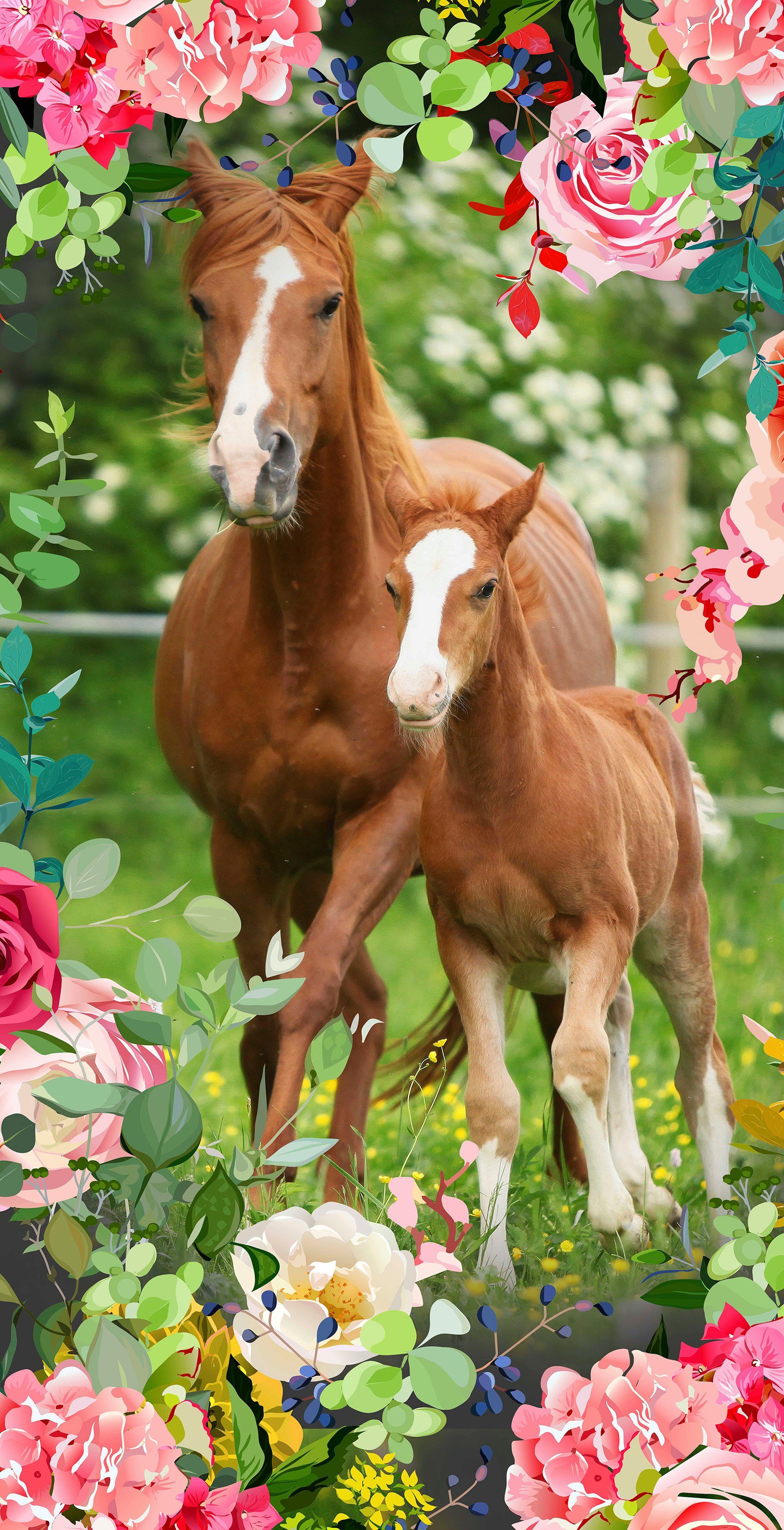 good morning Strandtuch Foal, Microfaser (1-St), Pferde Motiv, mit weißer Rückseite, Kinder