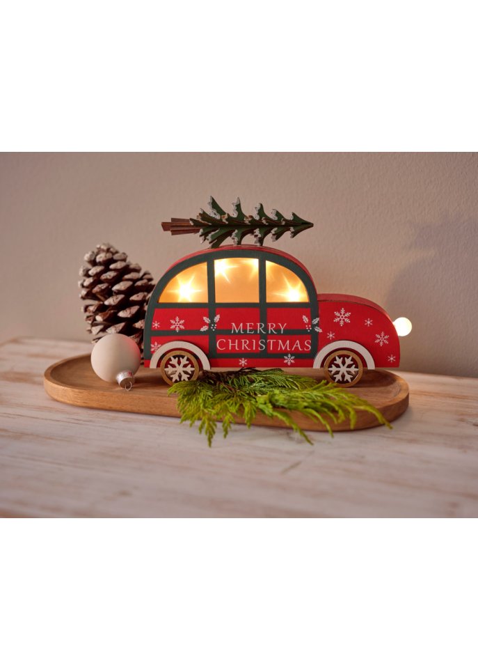 LED-Deko-Objekt Auto mit Tannenbaum