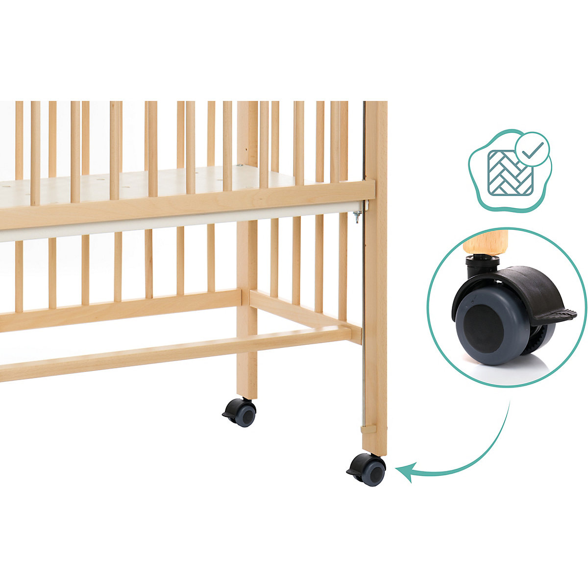 Beistellbett Cocon, natur, 45 x 95 cm