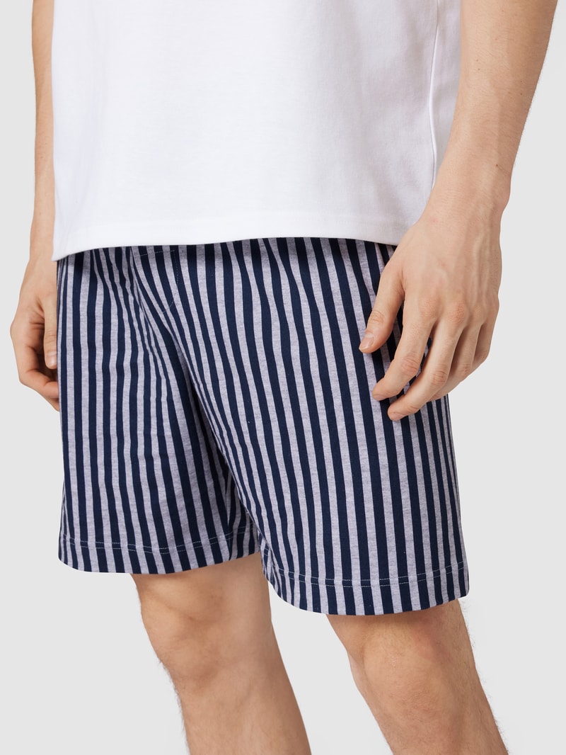 Pyjama-Shorts mit Streifenmuster in mittelgrau meliert