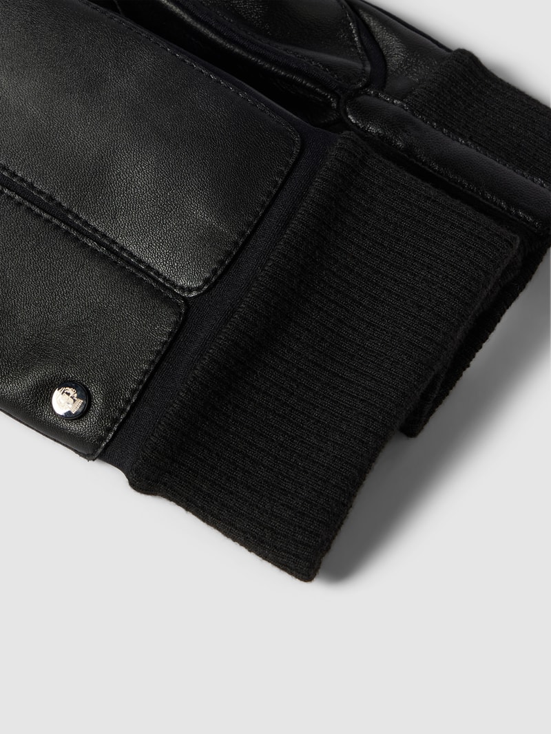 Handschuhe mit gerippten Abschlüssen Modell 'Kopenhagen' in schwarz