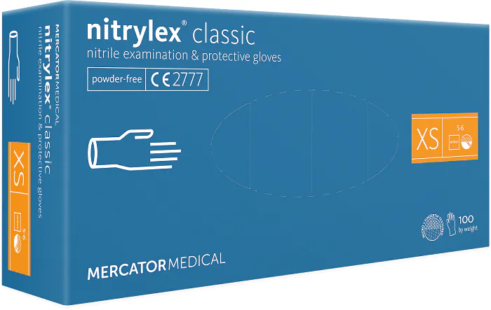 Nitrylex Classic nitrilne rukavice bez pudera, veličina XS (5-6), plave