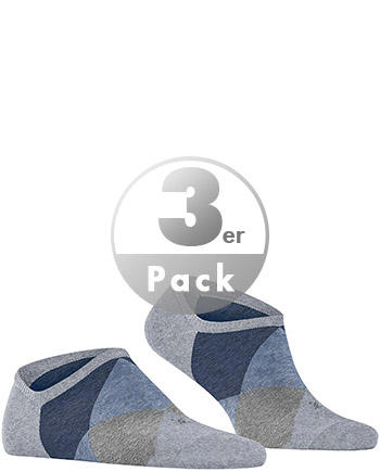 Burlington, Sneakersocken, Bio Baumwolle, blau-grau gemustert
