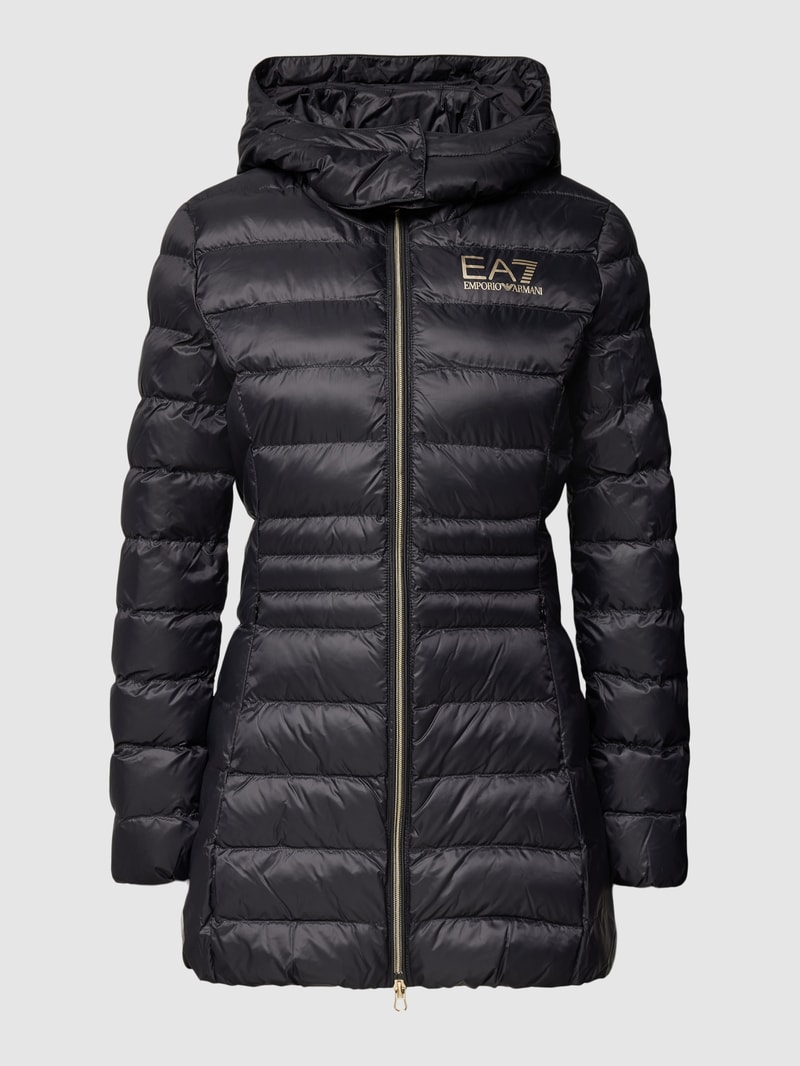 Steppjacke mit Logo-Print in schwarz