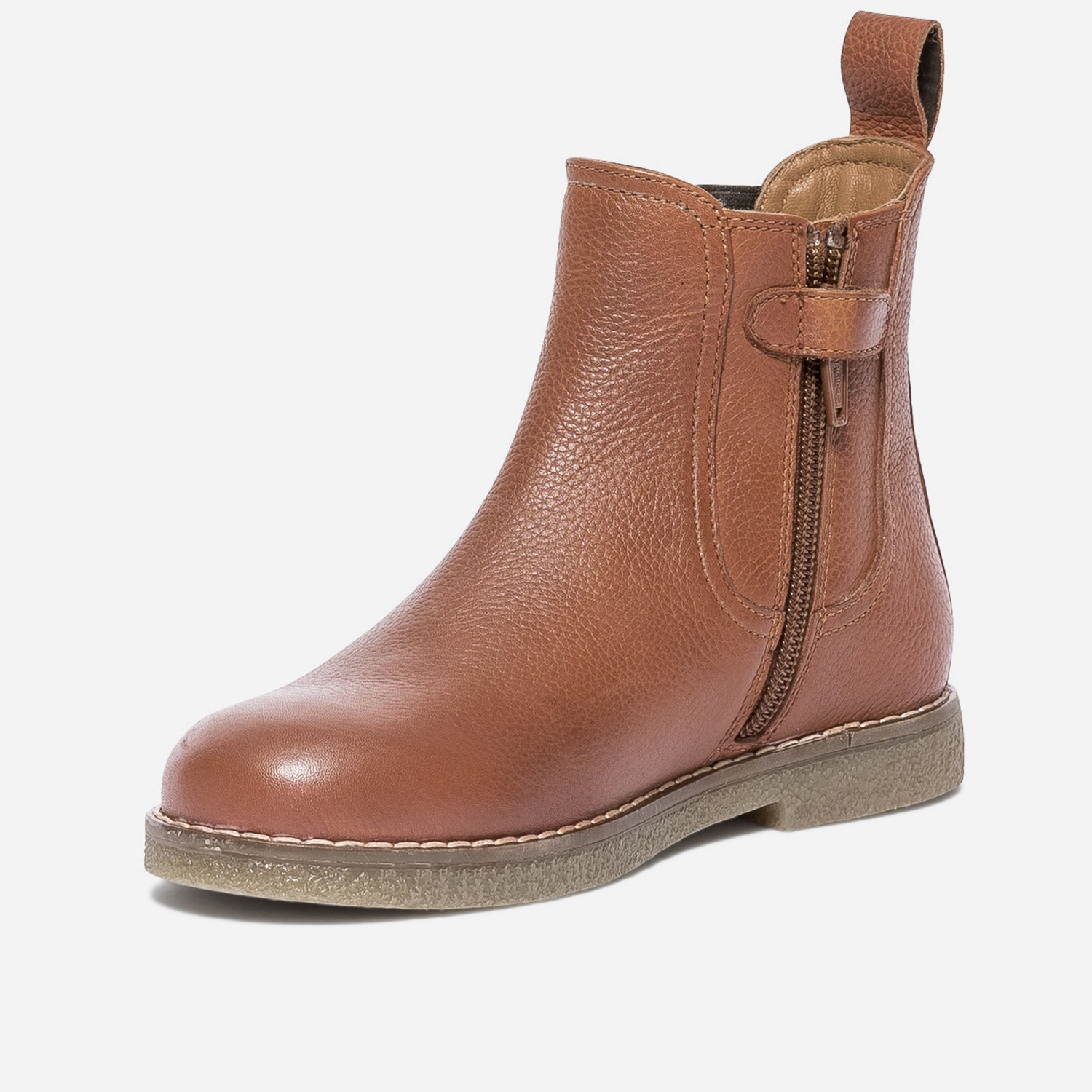 Chelsea boots camel en cuir grainé