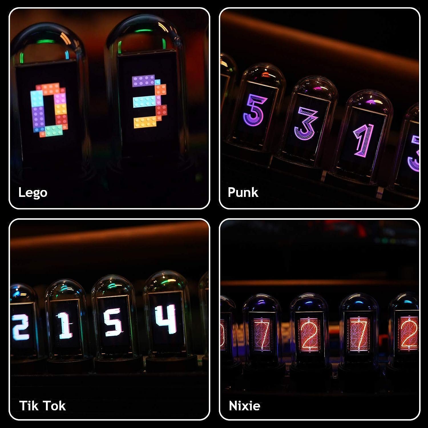 autolock Wecker RGB-Tischuhr,Vintage Digitaler Wecker,LED Nixie Uhr,RGB-Tischuhr DIY Nixie Röhrenuhr,LED Digitaluhr,DIY Customized Photo Display