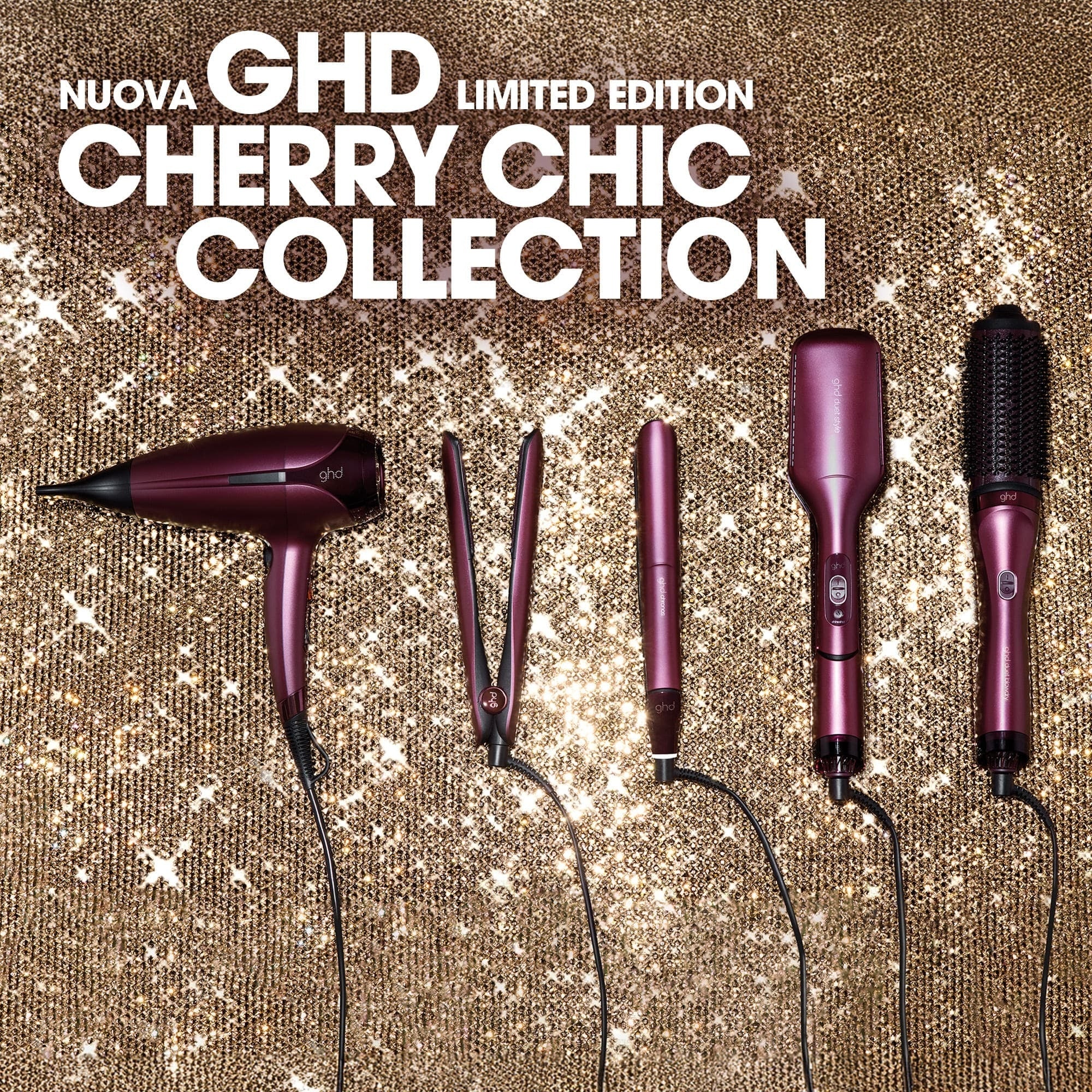 Σετ δώρου ghd Style Cherry Chic - Σετ μαλλιών, σπρέι θερμικής προστασίας, κλιπ και λάστιχα
