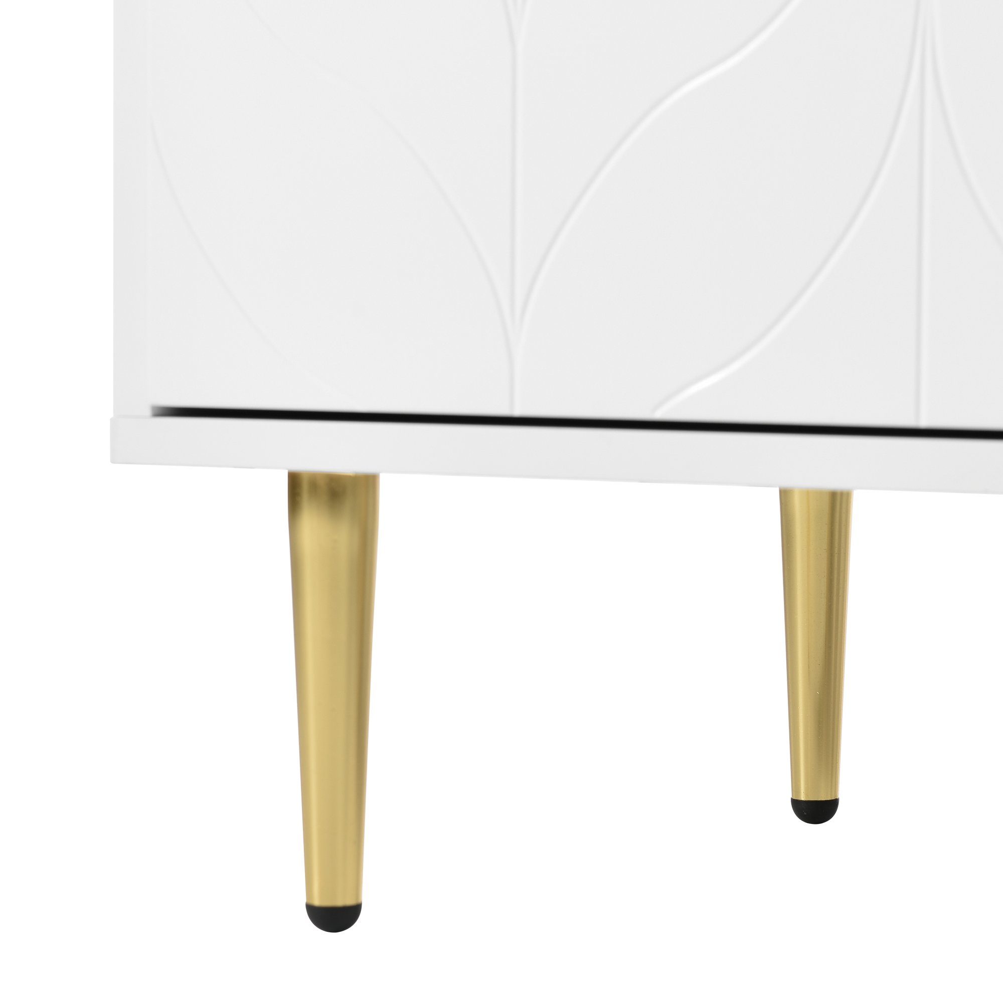 Flieks Kommode, Nachtschrank Sideboard mit 3 Türen und 6 Fächer 127x45x75cm