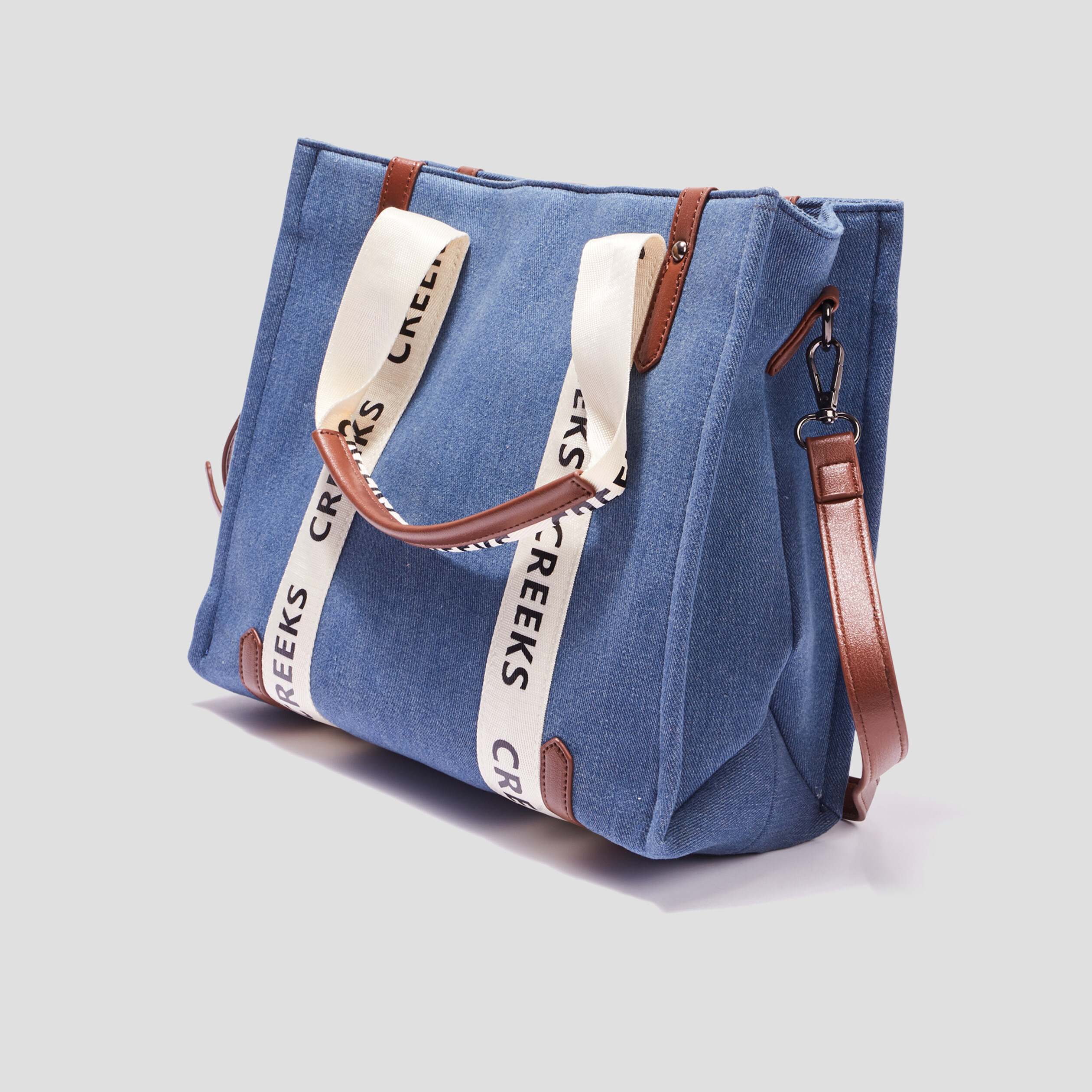 Sac cabas en lin majoritaire Creeks bleu foncé femme | La Halle