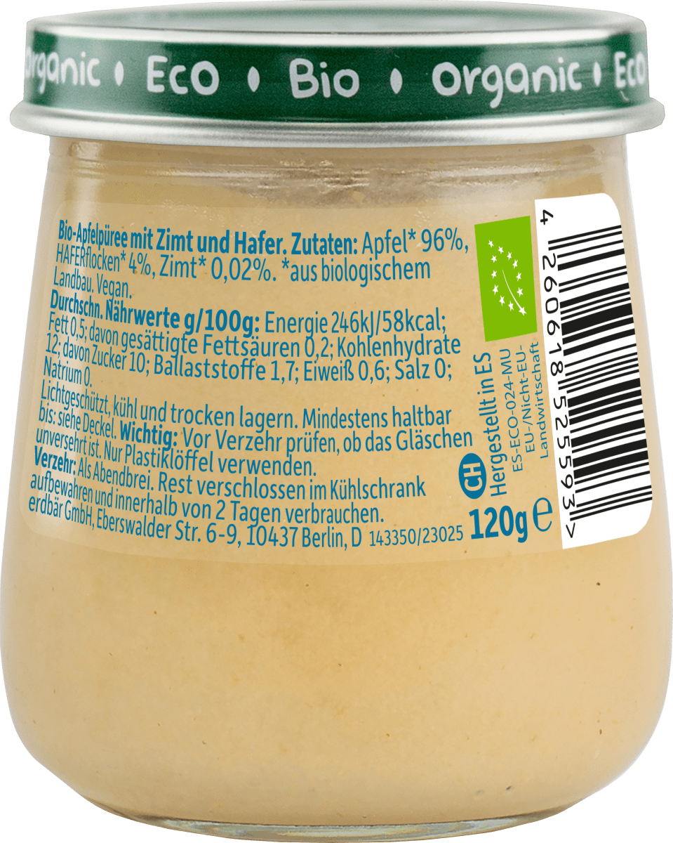 Abendbrei Apfel, Zimt mit Hafer, ab dem 8.Monat, 120 g