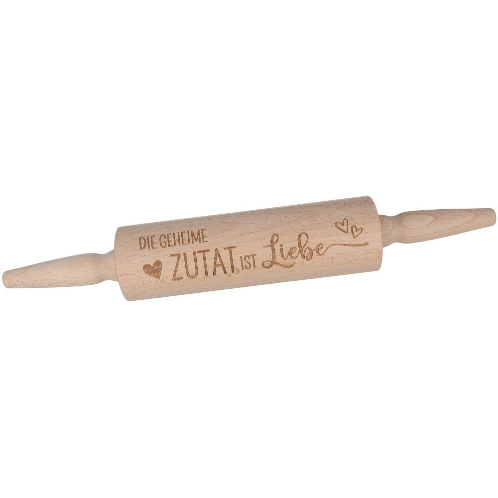 Spruchreif® Nudelholz Nudelholz mit Gravur, Teigroller aus Holz, Teigausroller Backzubehör, Nudelholz mit Prägung, tolle Geschenkidee