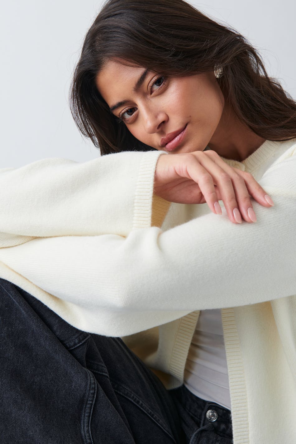 One button knit cardigan