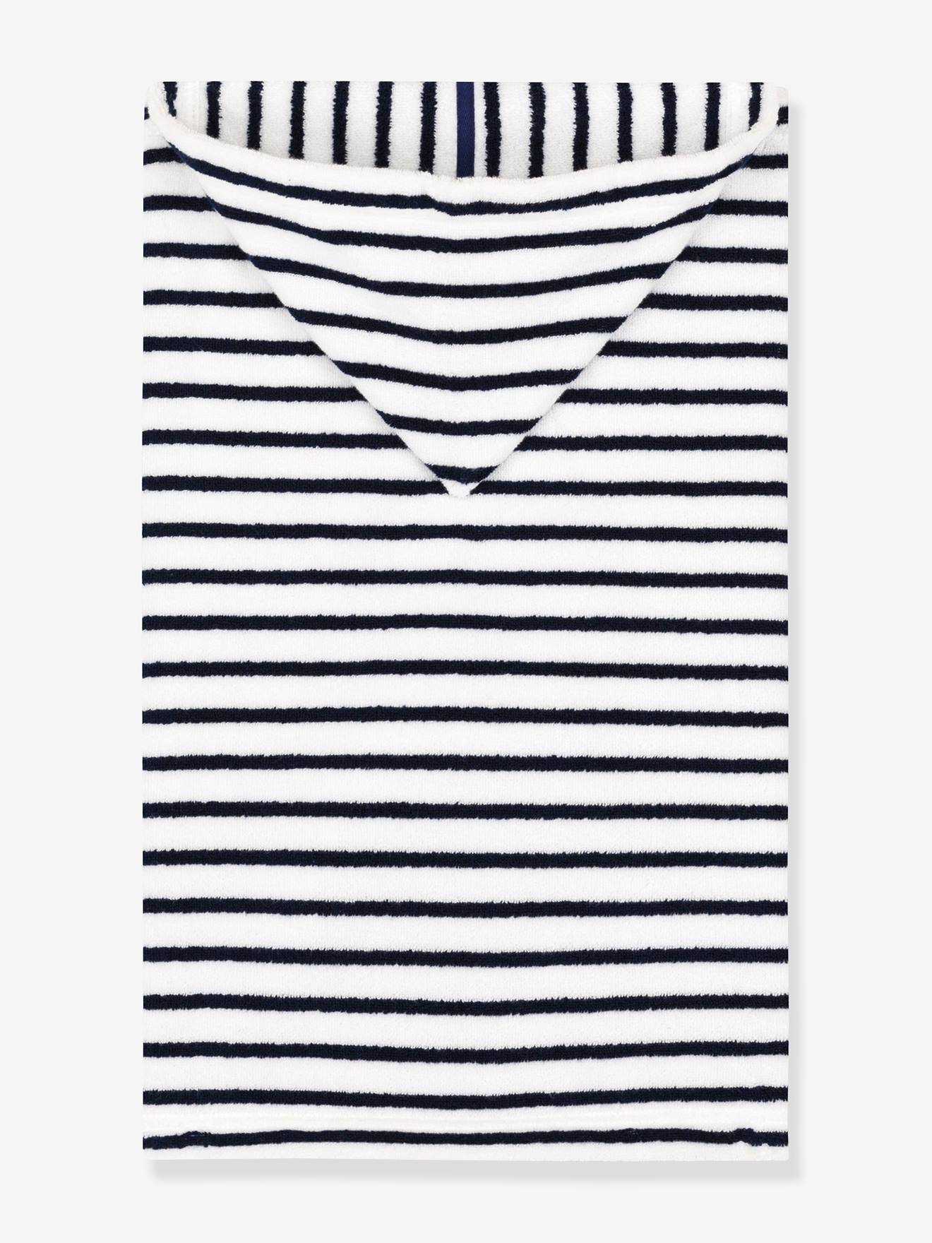 Cape de bain en éponge Rayures PETIT BATEAU blanc imprimé