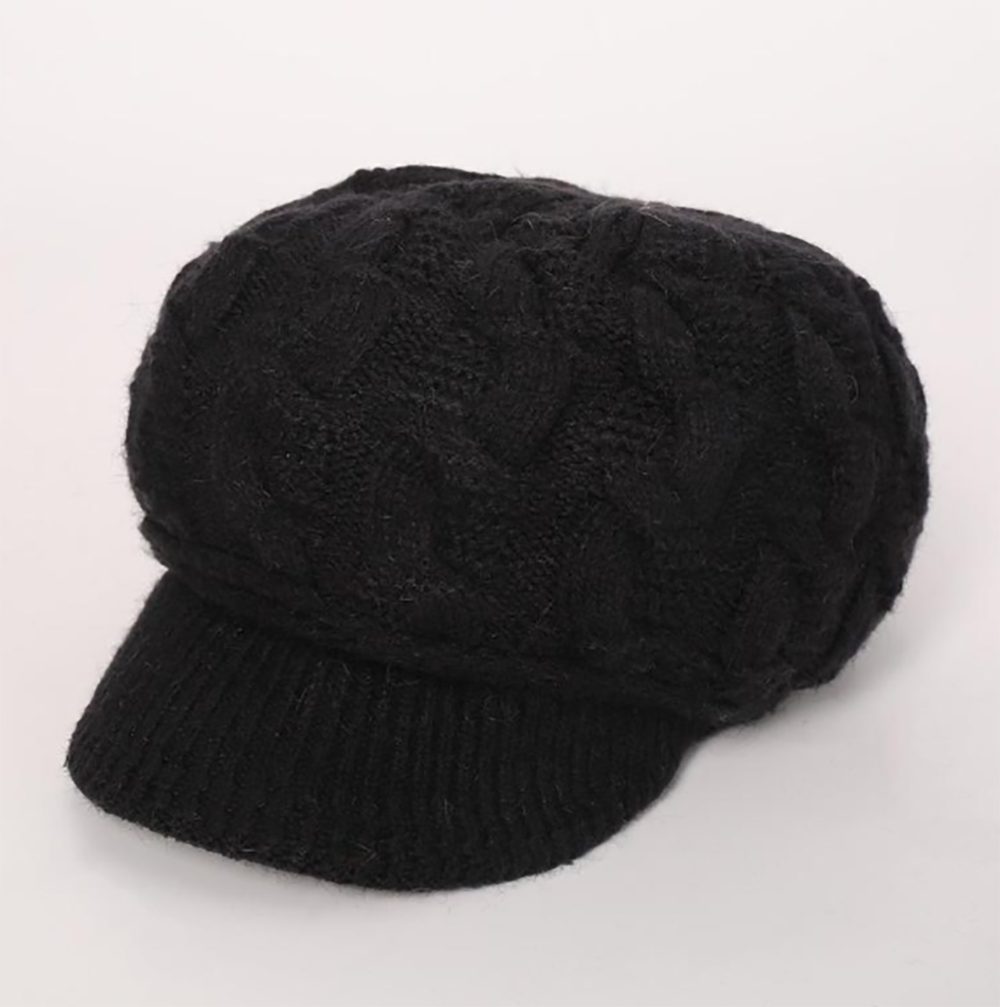 HutWorld Filzhut Damen Wollmütze (Winter Mütze Warme Strickmütze, Retro Fedorahüte Frauen Glockehut) Bowler Hut Winter Strickmütze mit Schirm Damen Melone Hut