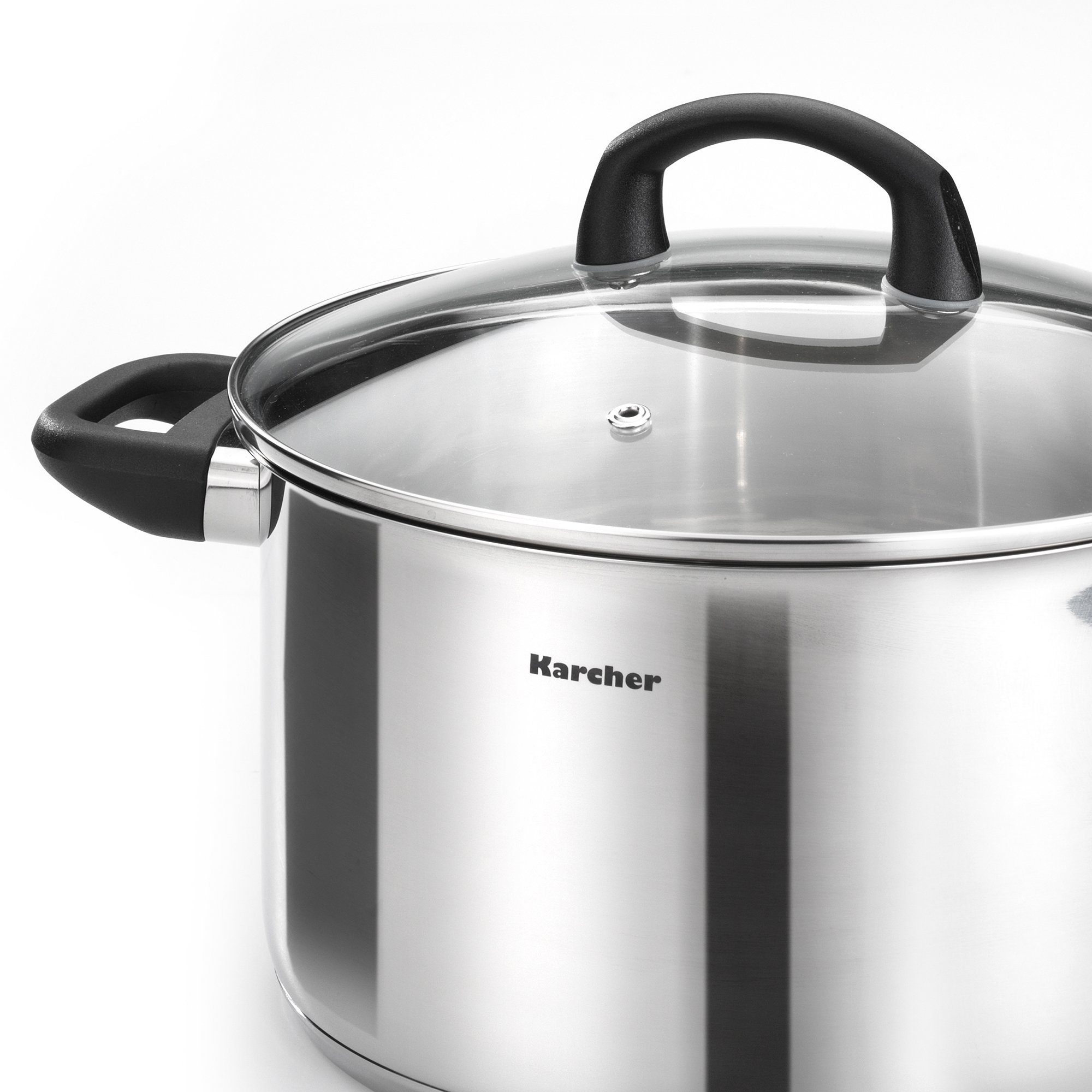 Karcher Topf-Set Mia 4-teilig, Edelstahl (4-tlg), inkl. 3 Glasdeckel, Induktion