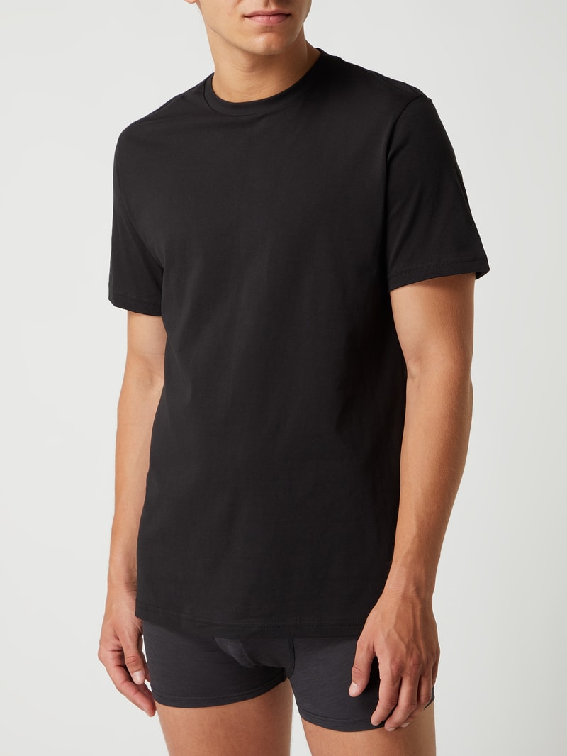 Regular Fit T-Shirt aus Pima-Baumwolle im 2er-Pack in schwarz