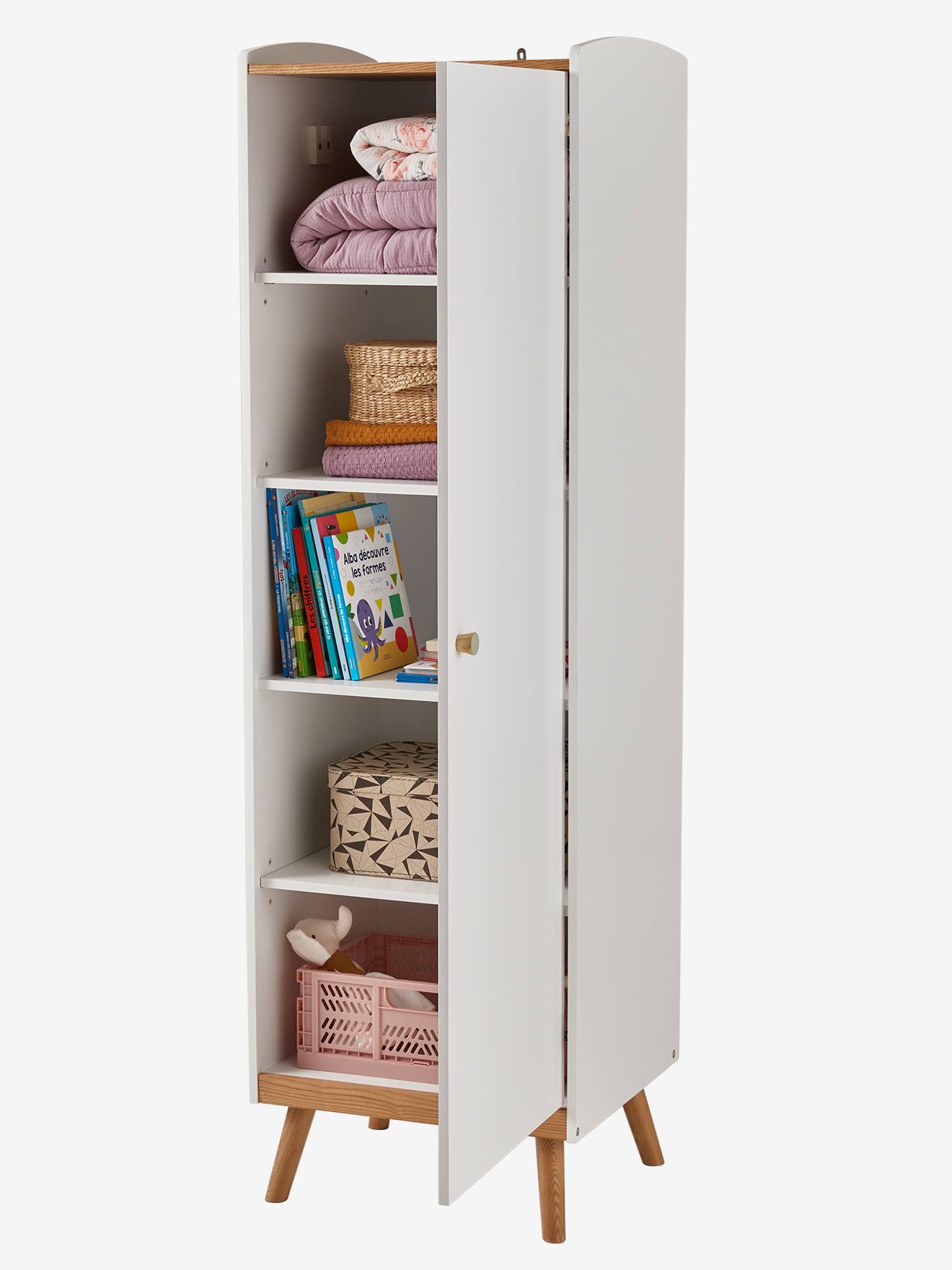 Vertbaudet Kinderzimmerschrank KONFETTI, 1 Tür - weiß/natur