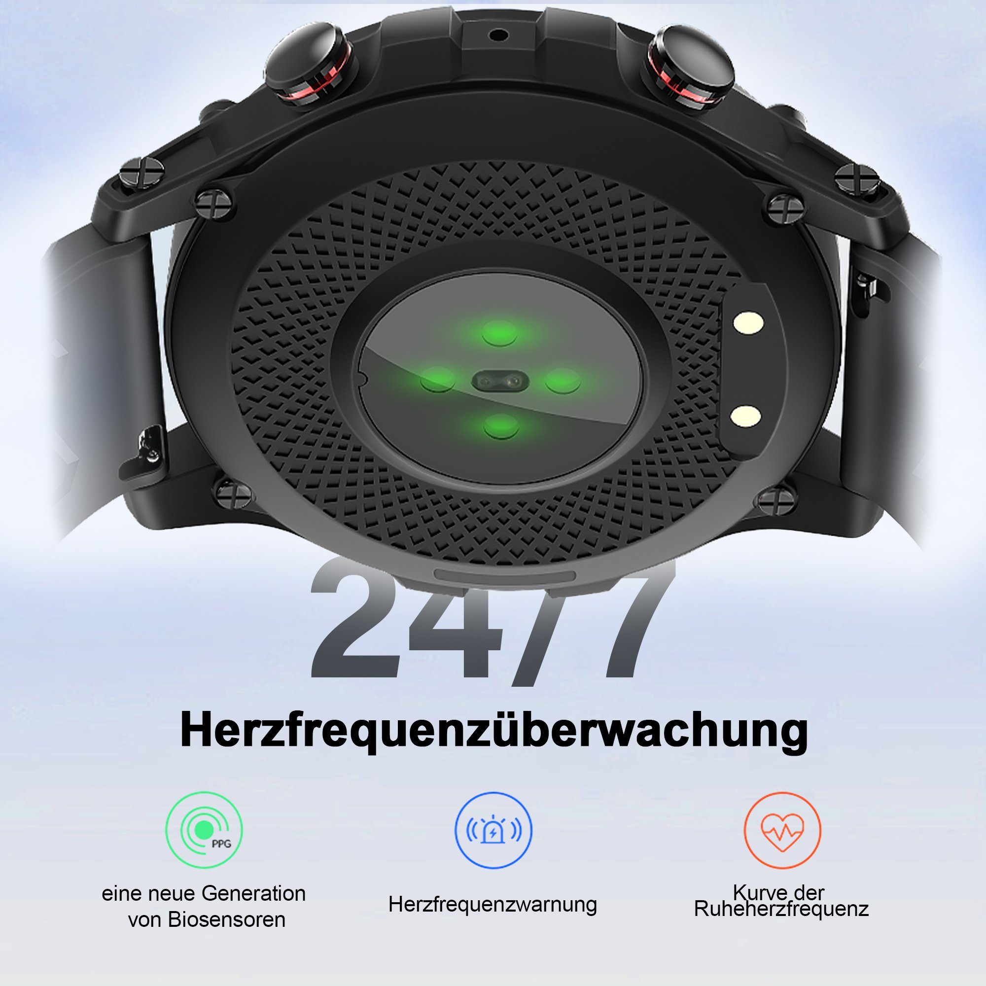 Tisoutec Smartwatch Damen Herren Smartwatch Smartwatch (Fitnessuhr mit Telefonfunktion/WhatsApp Notiz,Smartwatch Fitness Tracker Uhr IP68 Wasserdicht,1.32