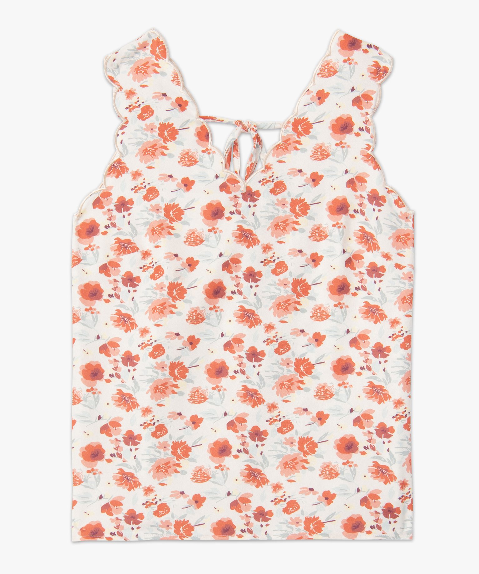 Blouse femme sans manches imprimée avec finitions festonnées imprime | GEMO