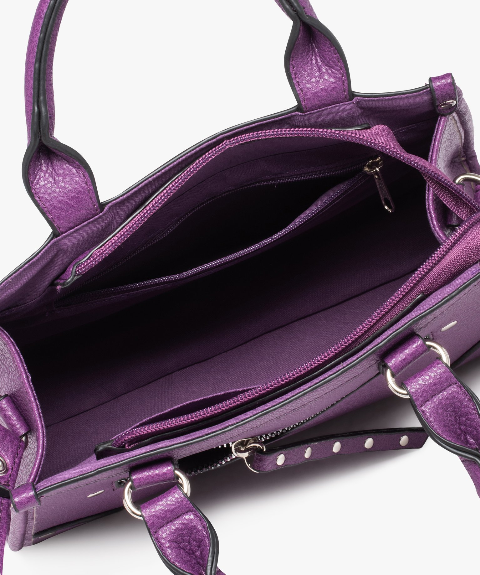 Sac à main grainé compact avec bandoulière amovible femme violet | GEMO