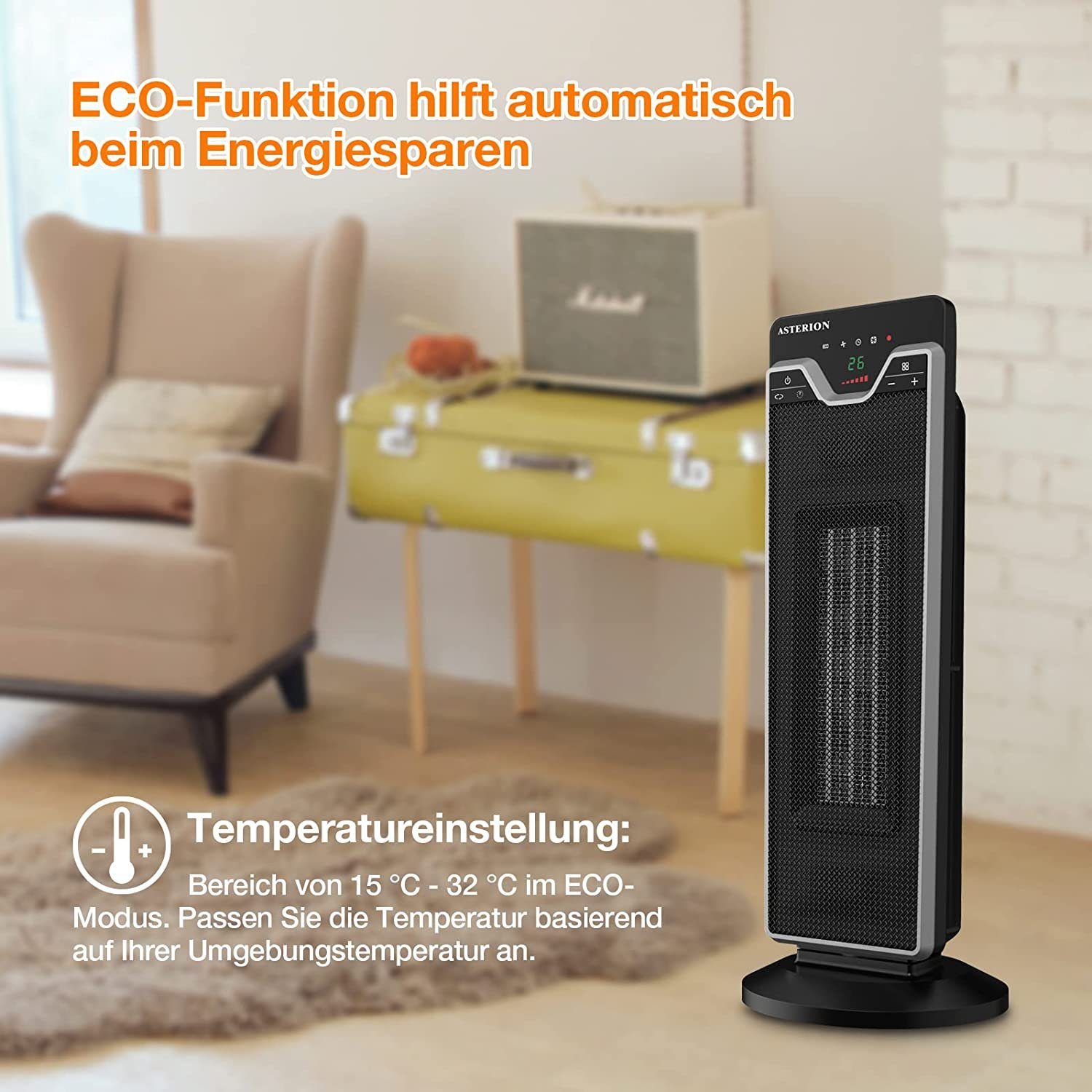 Daskoo Heizlüfter 2200W Keramik Heizlüfter Elektroheizung mit Thermostat, Energiesparend Leise, 24H Timer, Fernbedienung, Oszillationsfunktion