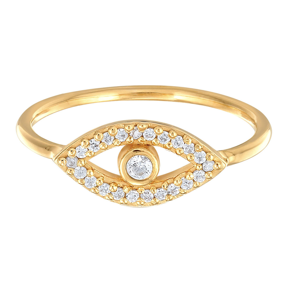 Elli Elli Bague Femmes symbole Evil Eye étincelant avec cristaux de zirconium en argen Bague
