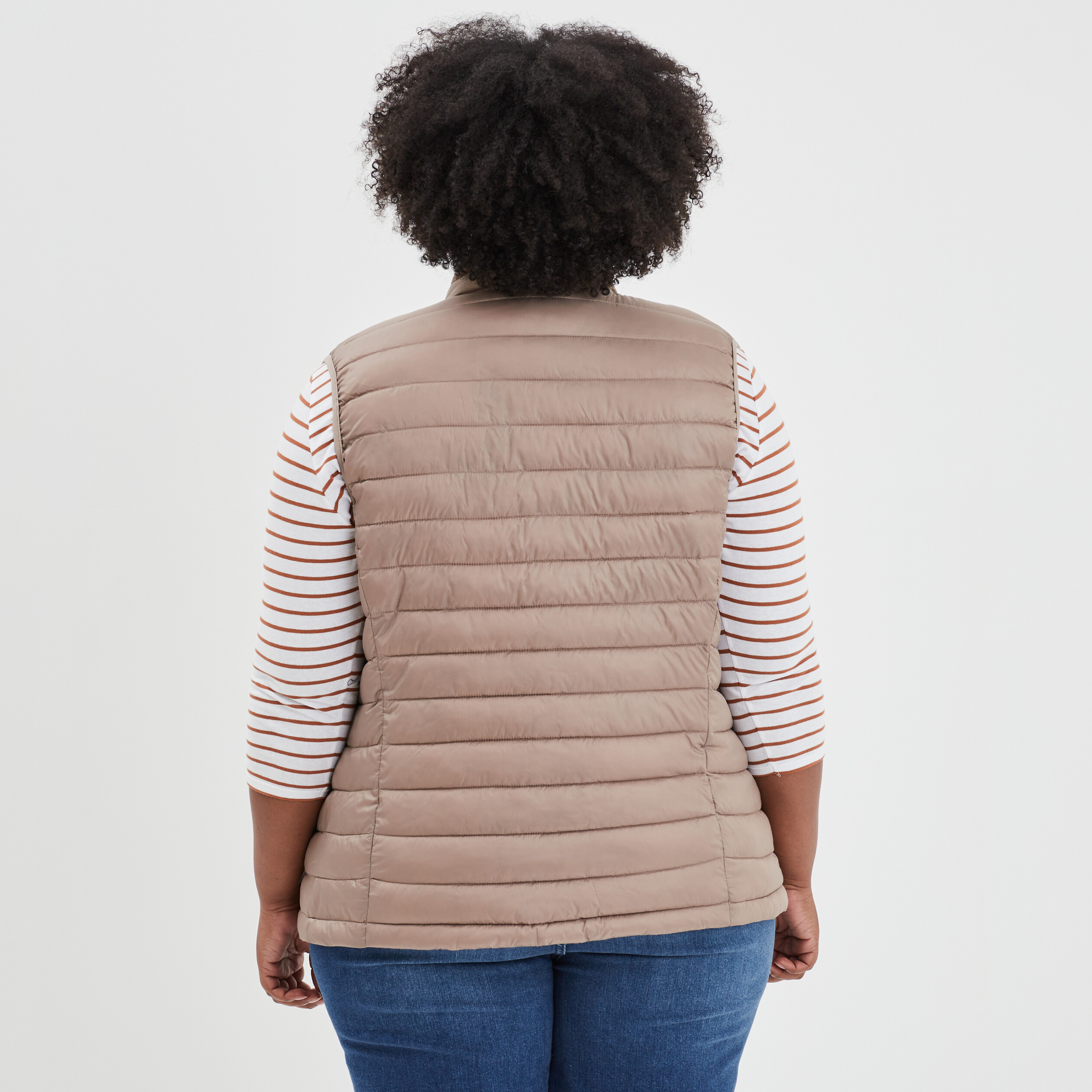 Doudoune légère droite sans manches sable femme grande taille | La Halle