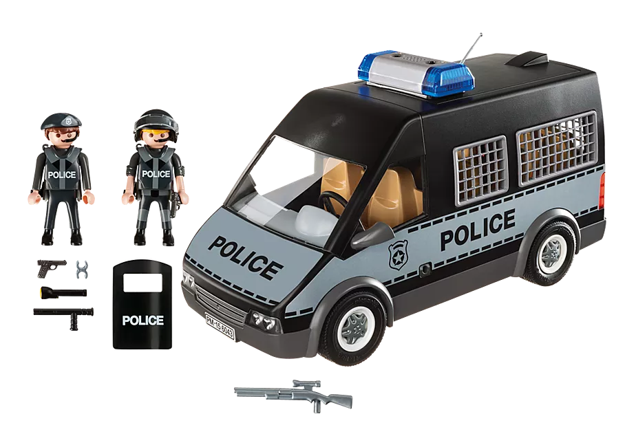 Polizei-Mannschaftswagen mit Licht und Sound