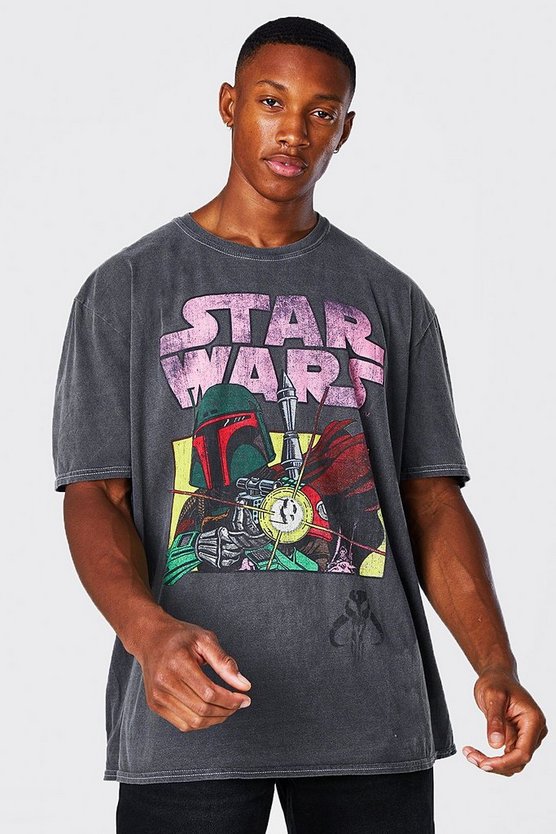 Oversize T-Shirt mit Acid-Waschung und Stars Wars Print