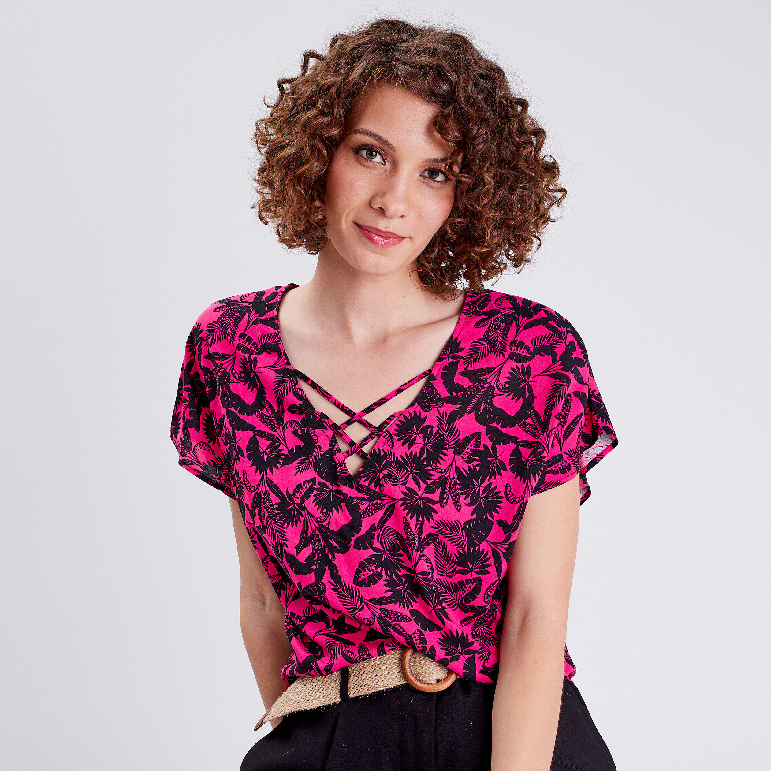 Blouse manches courtes rose femme | Cache Cache