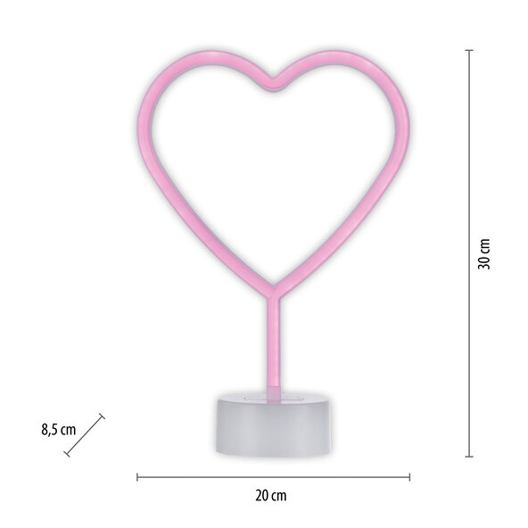 LED-Neon-Tischleuchte Herz, 2er Set