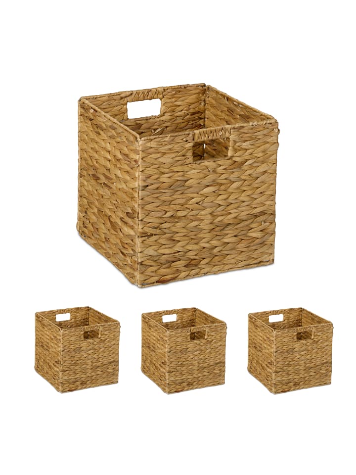 relaxdays 4 x Aufbewahrungskorb in Natur - (B)30 x (H)30 x (T)30 cm günstig kaufen onesize
