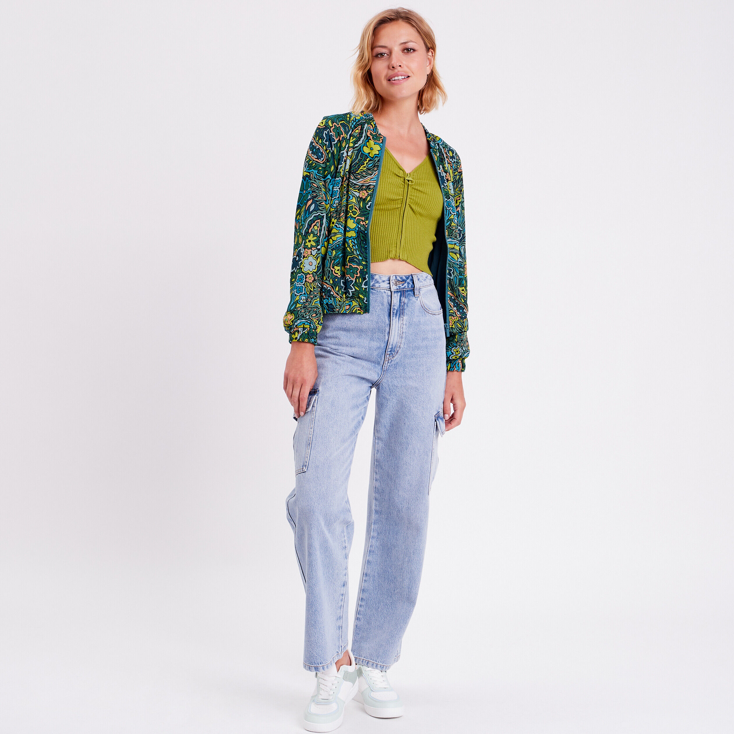 Veste teddy zippée noir femme | Cache Cache