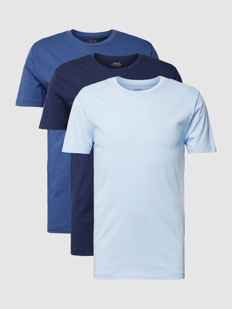 T-shirt Set mit Label-Stitching Modell 'Crew' in blau